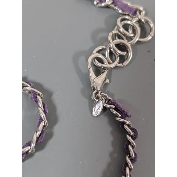 Premier Designs Wrap Bracelet Purple Woven Chain Love Hope Faith Charm22" - Picture 5 of 6